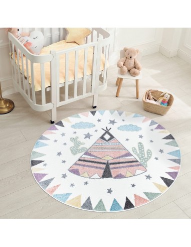 Tapis enfant rond au motif de tipi indien de France