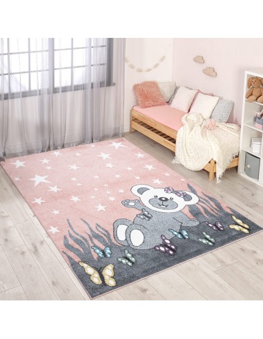 Tapis enfant rose avec un motif d'ourson sous les étoiles Comparez et commandez 