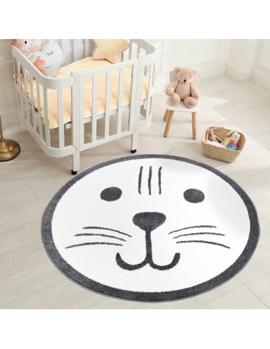 Tapis enfant rond au motif de tête de chat suggérées chez