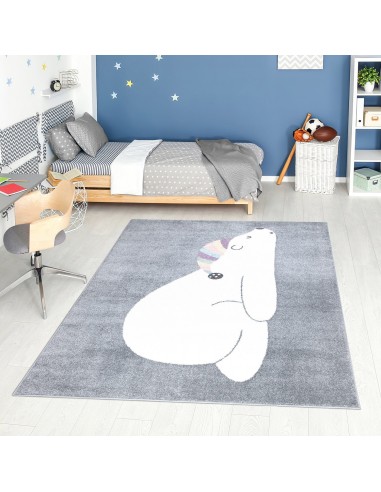 Tapis enfant gris avec un motif d'ours polaire dormant de votre