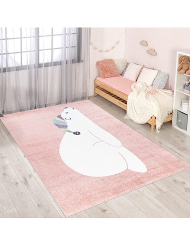 Tapis enfant rose avec un motif d'ours polaire dormant hantent personnes