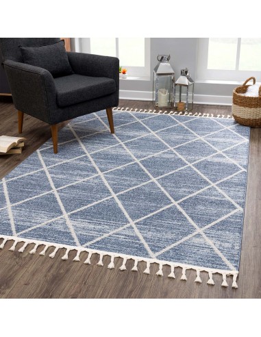 Tapis scandinave bleu motif losanges Amélioration de cerveau avec