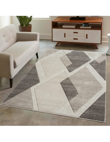 Tapis contemporain motifs losanges marron - LIAH outlet