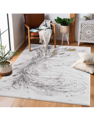 Tapis motif abstrait artistique gris avec une pointe de doré - PRIA de pas cher