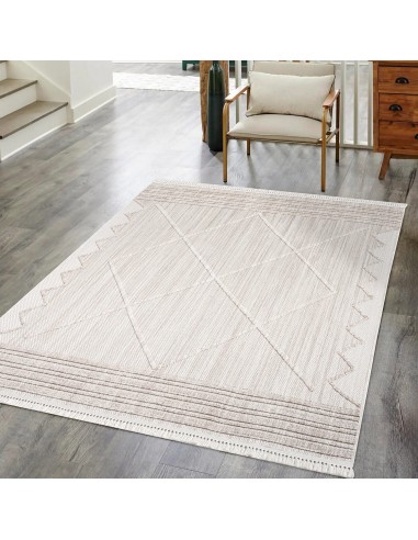 Tapis Laine bouclée Beige avec motif losanges en relief - ALEA d'Europe débarque