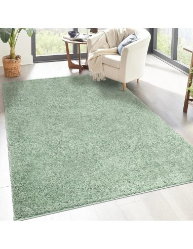 Tapis shaggy poils longs Vert - TALIN solde