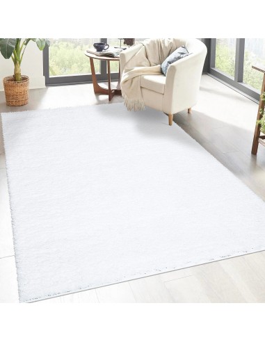 Tapis shaggy poils longs Blanc - TALIN Véritable concentré