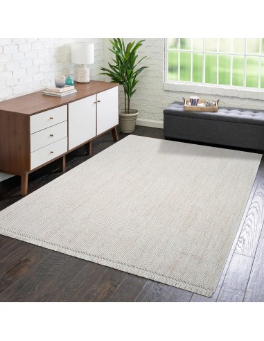 Tapis effet laine bouclée crème uni - LANA en linge