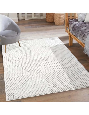 Tapis gris à motif géométrique en relief - ELENE Venez acheter